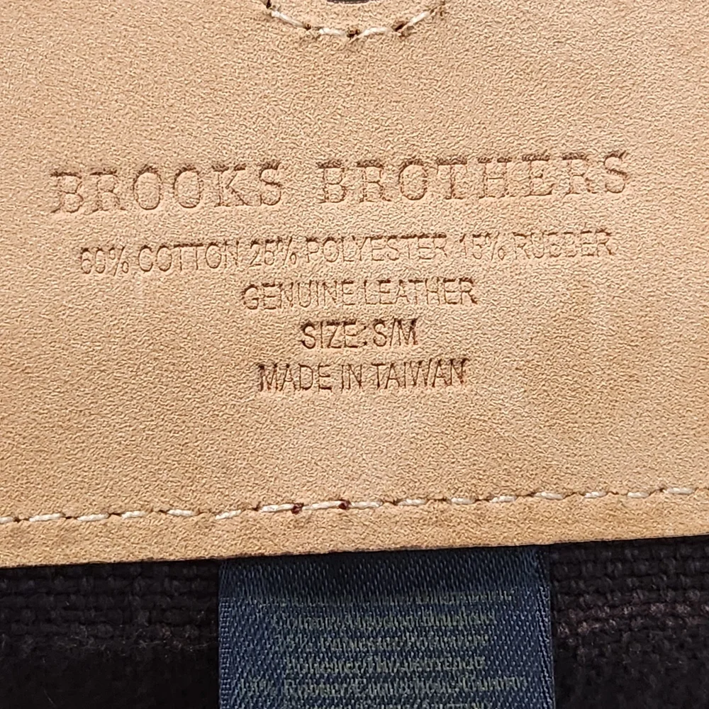 Brooks Brothers Brown Leather Elastic Croc Embossed Double Buckle Belt S/M